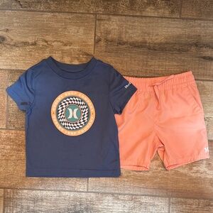 2T Hurley Blue Tee and Peach Shorts Set